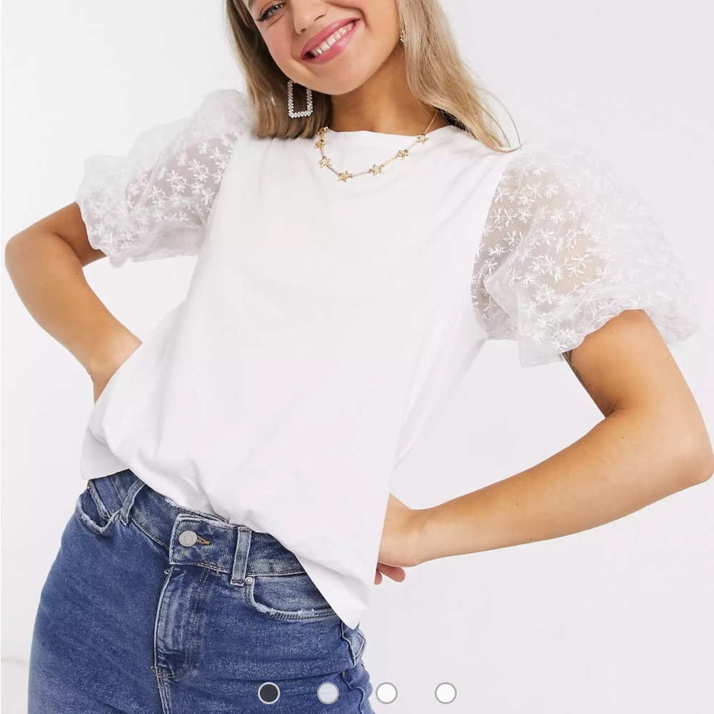 ASOS DESIGN t-shirt with organza sleeve
